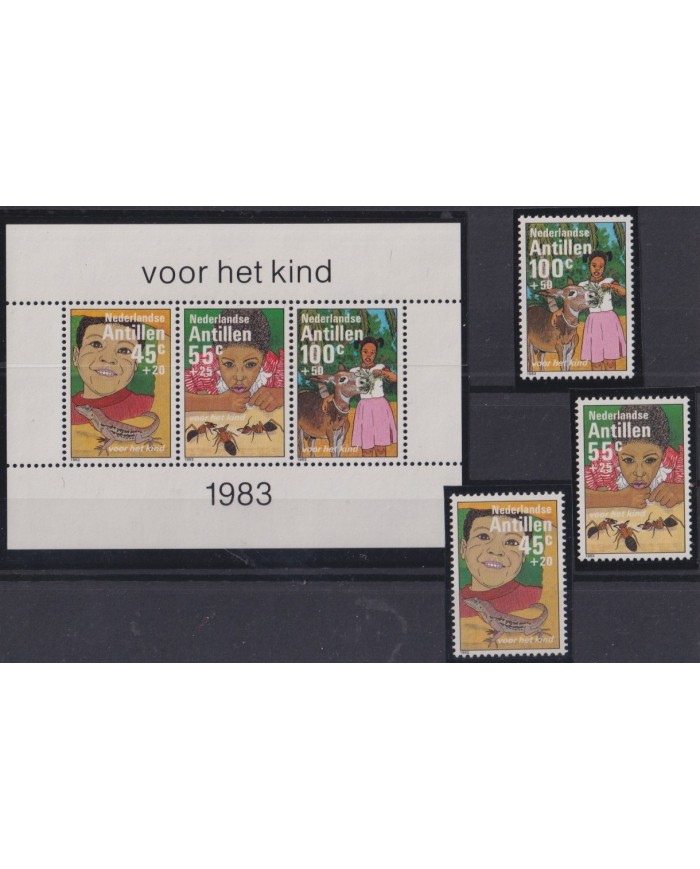 F-EX28418 NEDERLAND ANTILLES MNH 1983 WILDLIFE LIZARD INSECTS COW.