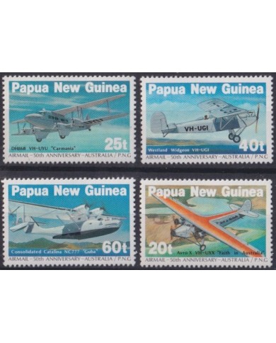 F-EX28652 PAPUA NEW GUINEA MNH 1984 AVION AIRPLANE. 50 ANIV AUSTRALIA PNG