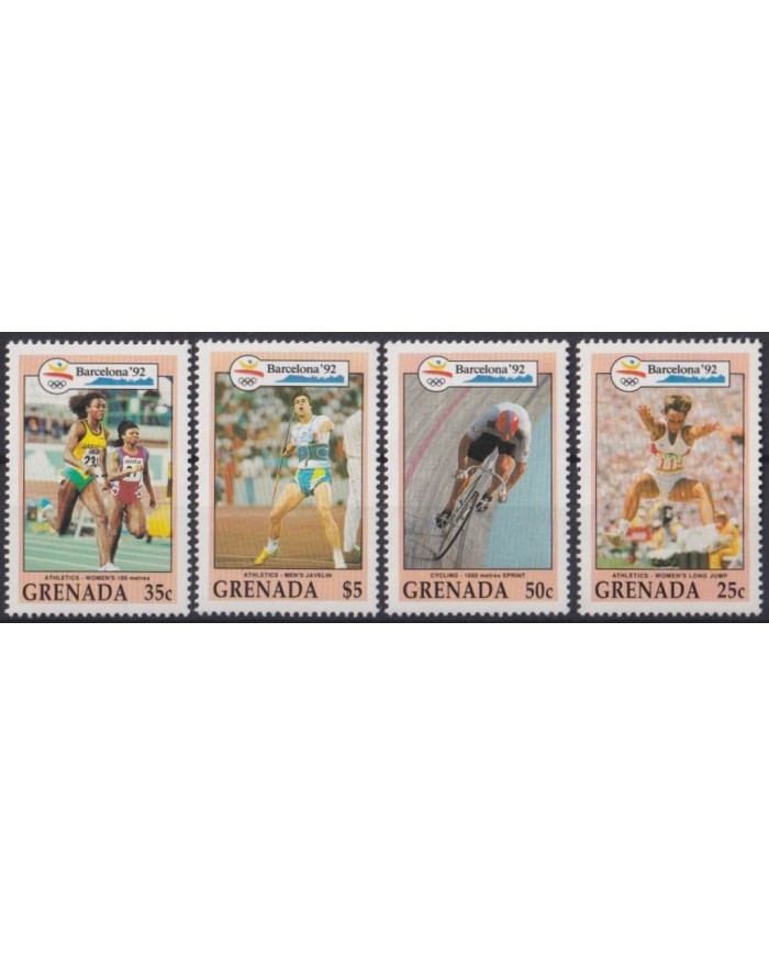F-EX28670 GRENADA MNH 1992 OLYMPIC GAMES BARCELONA JAVELIN CYCLE ATHLETICS YACHTING.