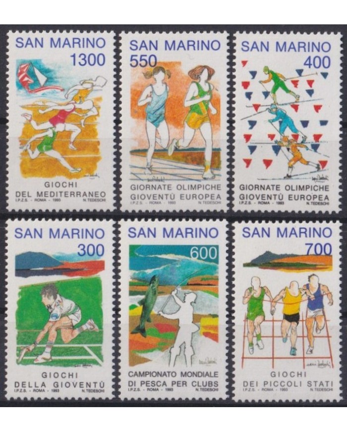 F-EX28685 SAN MARINO 1993 MNH YOUNG ALL SPORT FISHING.