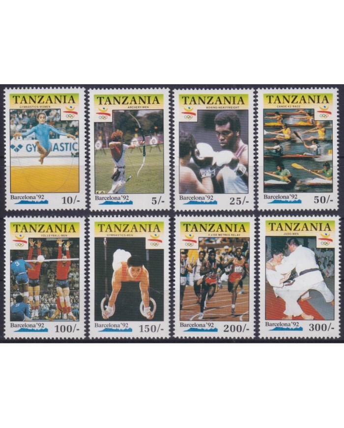 F-EX28694 TANZANIA MNH 1991 BARCELONA OLYMPIC GAMES ATHLETISM ARCHERY JUDO GYMNASTICS.