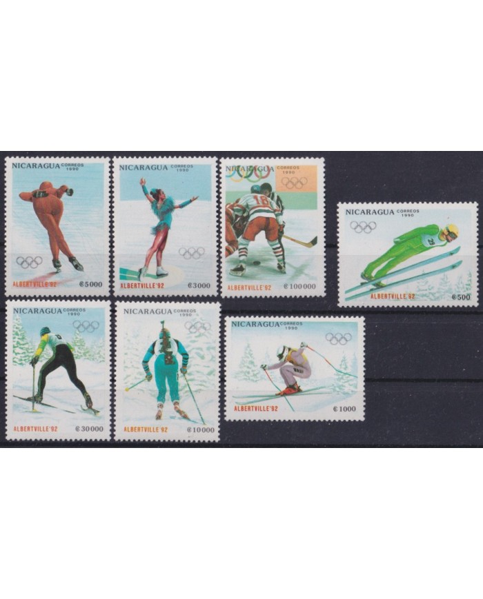F-EX28695 NICARAGUA MNH 1990 ALBERTVILLE  OLYMPIC GAMES WINTER SKI SKATING GYMNASTICS.