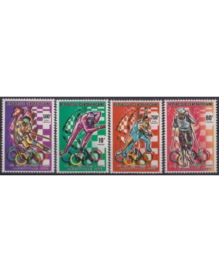 F-EX28713 CENTRAL AFRICA MNH 1991 ALBERTVILLE  OLYMPIC GAMES WINTER SKI SKATING GYMNASTICS.