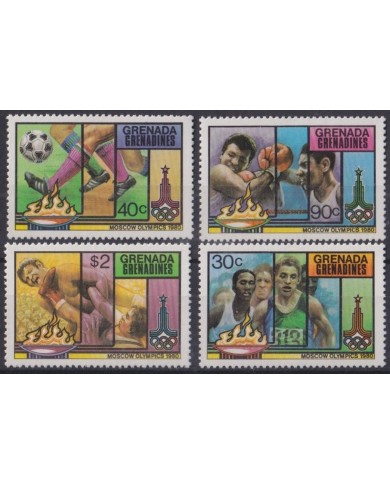 F-EX28751 GRENADA & GRENADINES 1980 MNH OLYMPIC GAMES MOSCOW ATHLETISM SOCCER FIGHT