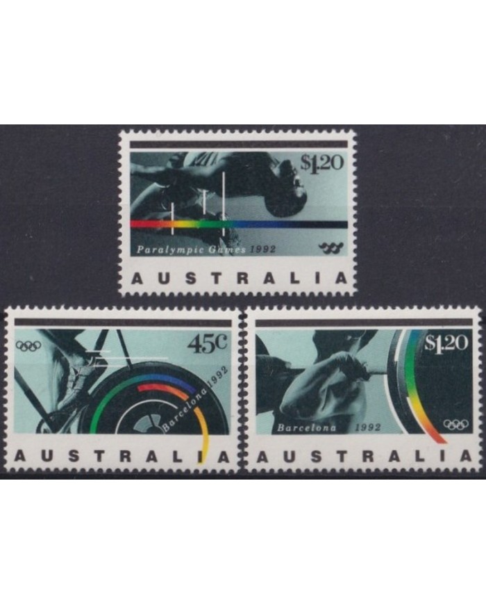 F-EX28796  AUSTRALIA MNH 1992 OLYMPIC GAMES BARCELONA ATHLETISM ATLETISMO CYCLE BYCICLE.