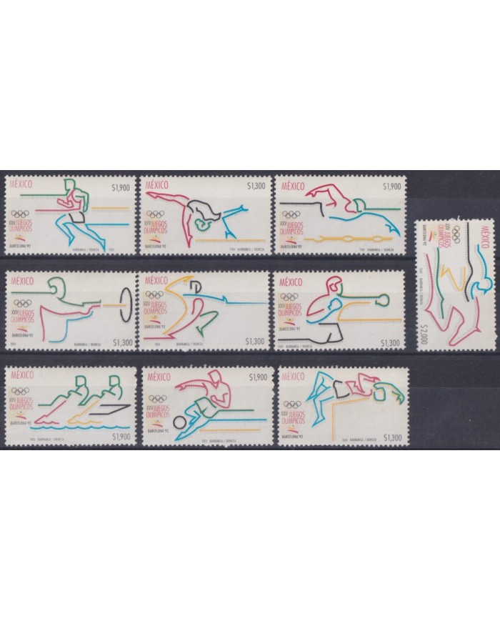 F-EX28800 MEXICO MNH 1991 BARCELONA OLYMPIC GAMES FENCING SOCCER EQUESTRIAN.