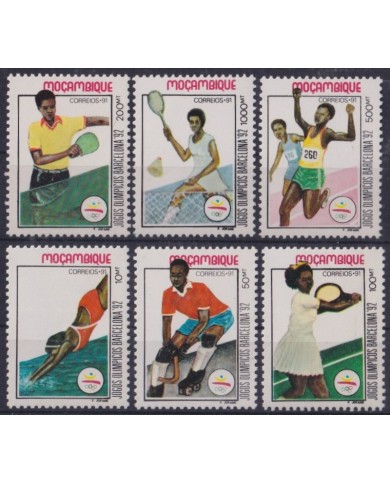 F-EX28819 MOZAMBIQUE MNH 1991 BARCELONA OLYMPIC GAMES TENNIS SOCCER PIN PONG.
