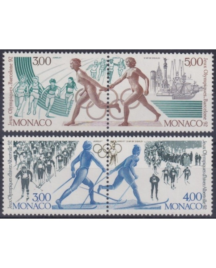 F-EX28961 MONACO MNH 1991 BARCELONA OLYMPIC GAMES ATHLETISM SKI SE TENAM.