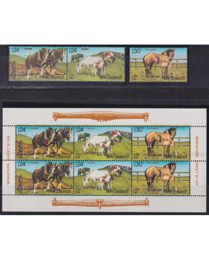 F-EX28530 NEW ZEALAND MNH 1984 MAMMALS GOAT CABRAS HORSE CAW CABALLOS.