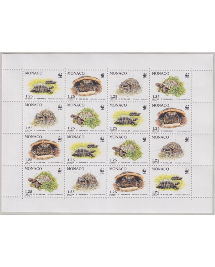 F-EX29100 MONACO MNH 1991 WWF SPECIAL SHEET WILDLIFE TUTLE TORTUGAS SAURIUS.