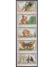 F-EX39997 RUMANIA MNH 1983 WILDLIFE TRYP BUTTERFLIES LYNX BIRD SQUIRREL.