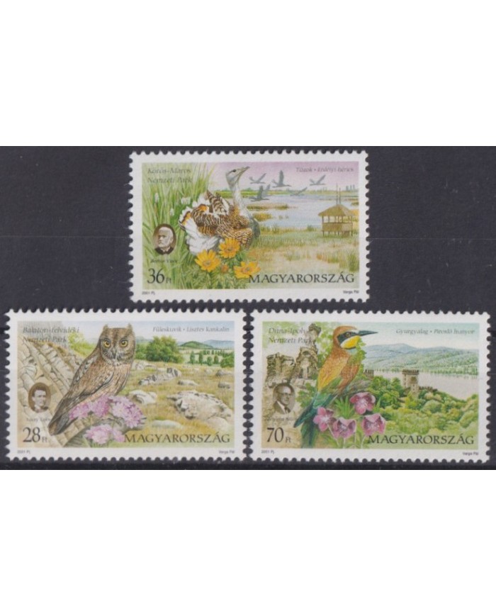 F-EX39913 HUNGARY MNH 2001 BIRD AVES OWL BUHOS & FLOWER.