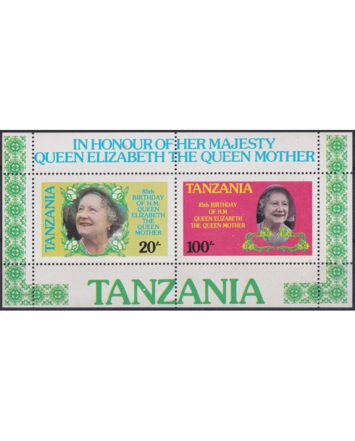 F-EX39836 TANZANIA MNH 1985 ROYAL FAMILY 85th ANNIV QUEEN MOTHER.