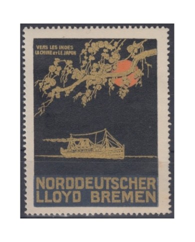 F-EX9025 GERMANY ALEMANIA DEUTSCHLAND CINDERELLA SHIP LLOYD BREMEN 47x60mm ORIGINAL GUM