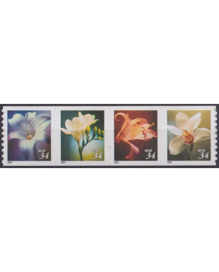 F-EX39885 USA US MNH 2001 ADHESIVE TRYP FLOWER FLORES.