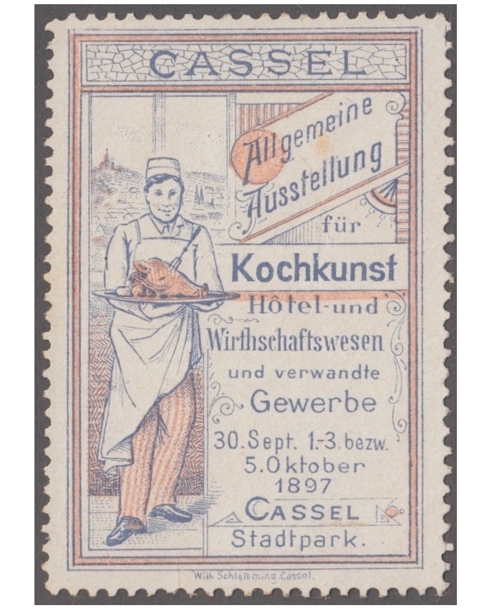 F-EX9039 GERMANY ALEMANIA DEUTSCHLAND CINDERELLA 1897 FOOD KITCHEN CASSEL 36x53mm NO GUM