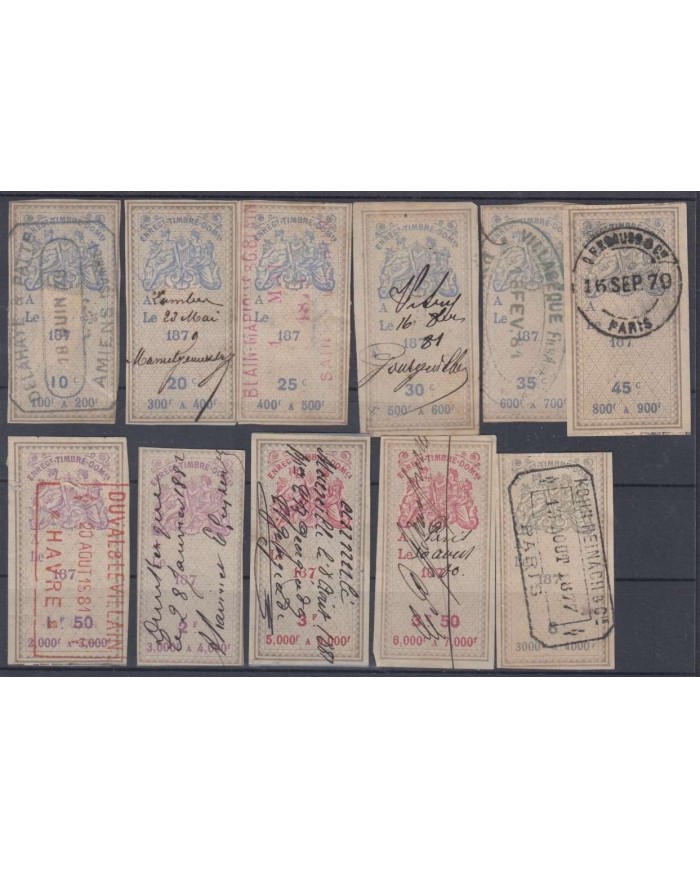 F-EX9421 FRANCE FRANCIA REVENUE FIRST REPUBLIC CONTROLE STAMPS LOT.