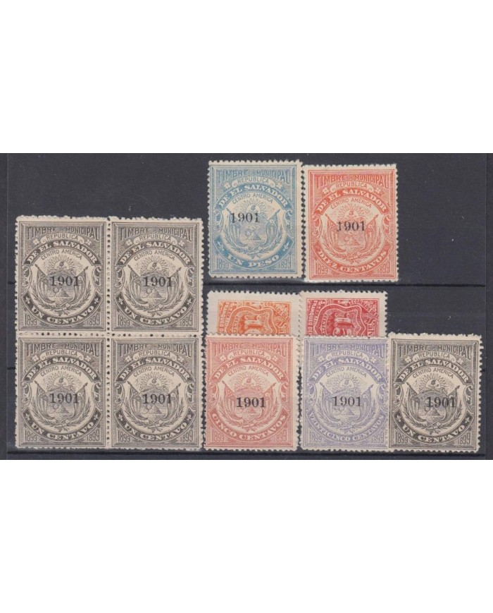 F-EX9495 EL SALVADOR REVENUE 1901 STAMPS LOT.