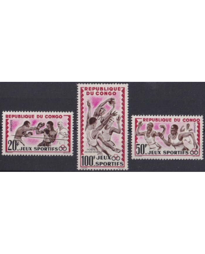 F-EX33641 CONGO MNH 1962 AFRICAN GAMES BOXING ATHLETISM BASKET.