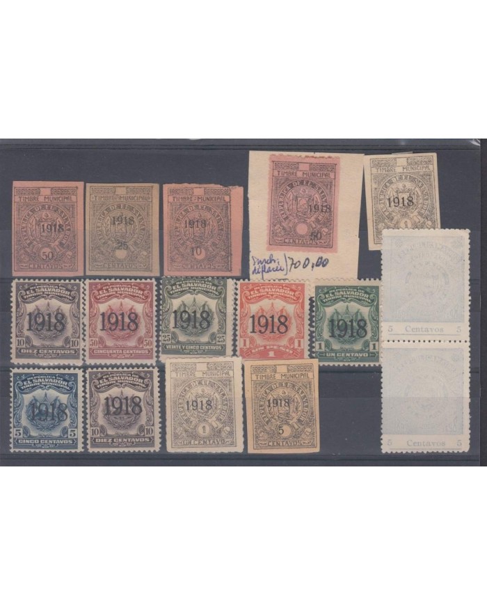 F-EX9498 EL SALVADOR REVENUE 1918 STAMPS LOT.