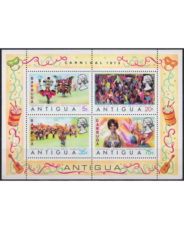 F-EX33456 ANTIGUA MNH 1973 HISTORY CARNIVAL TRADITIONAL COSTUMES.