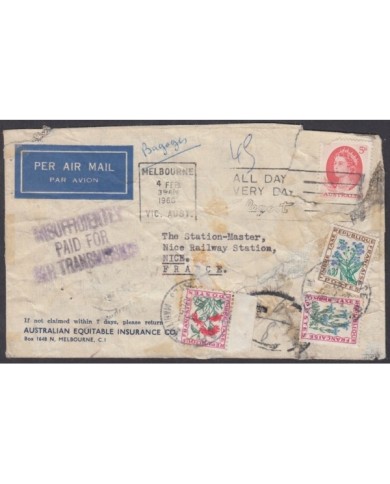 F-EX8696 AUSTRALIA 1966 POSTAGE DUE COVER TO FRANCE FRANCIA. PAID FOR TRANSMISSION.