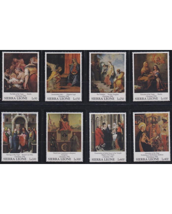 F-EX35923 SIERRA LEONE MNH 1994 CHRISTMAS NAVIDAD ART PAINTING VAN ORLEY MURILLO GIORGIONE RANAISSANCE.