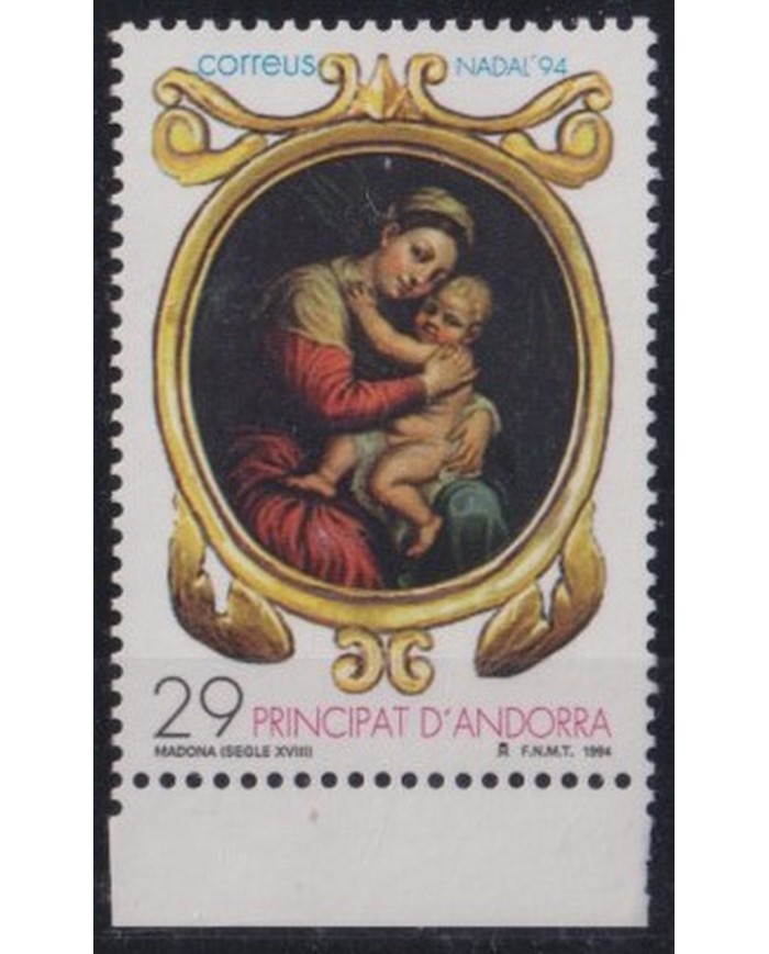 F-EX35803 ANDORRA MNH 1994 CHRISTMAS NAVIDAD ART RENAISSENCE MADONNA PAINTING