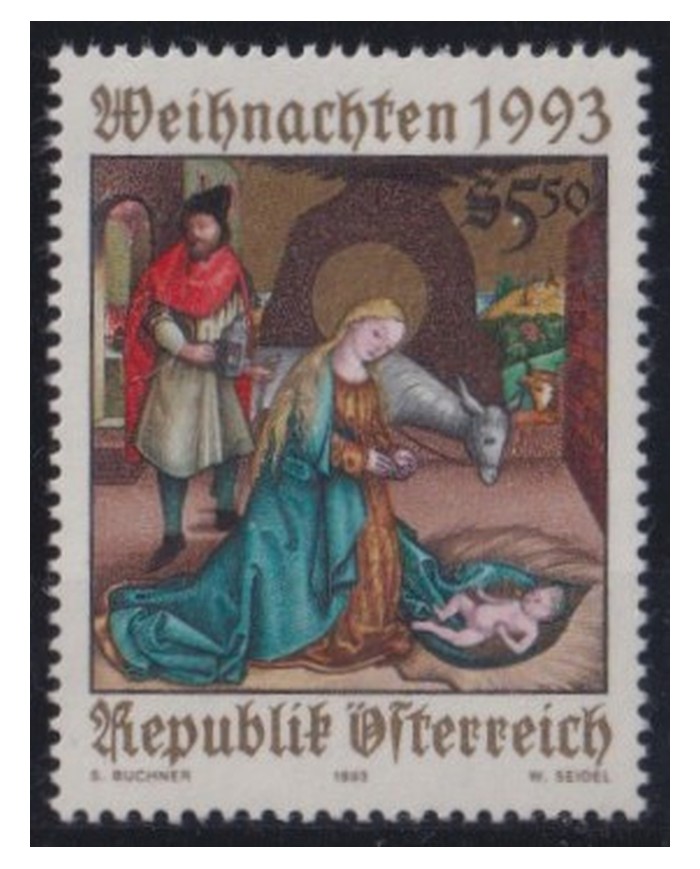 F-EX35814 AUSTRIA MNH 1993 CHRISTMAS NAVIDAD ART RELIGION BUCHNER RENAISSENCE.