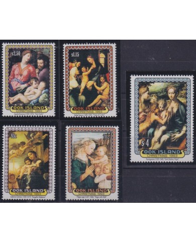 F-EX35835 COOK IS MNH 1993 CHRISTMAS NAVIDAD ART RELIGION FILIPPO LIPPI RAPHAEL PAINTING.