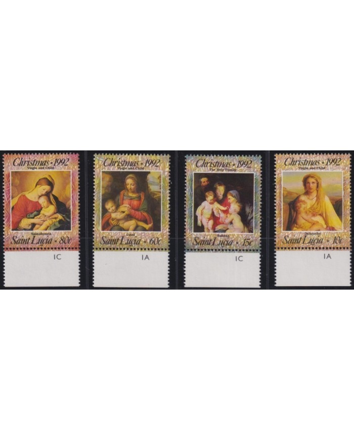 F-EX36076 ST LUCIA MNH 1992 CHRISTMAS NAVIDAD ART RELIGION RUBENS DELAROCHE PAINTING.