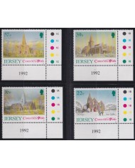 F-EX36005 UK ENGLAND JERSEY MNH 1992 CHRISTMAS NAVIDAD RELIGION CHURCH DRAWING.