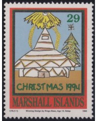 F-EX36129 MARSHALL IS MNH 1993 CHRISTMAS NAVIDAD RELIGION CHURCH DRAWING.