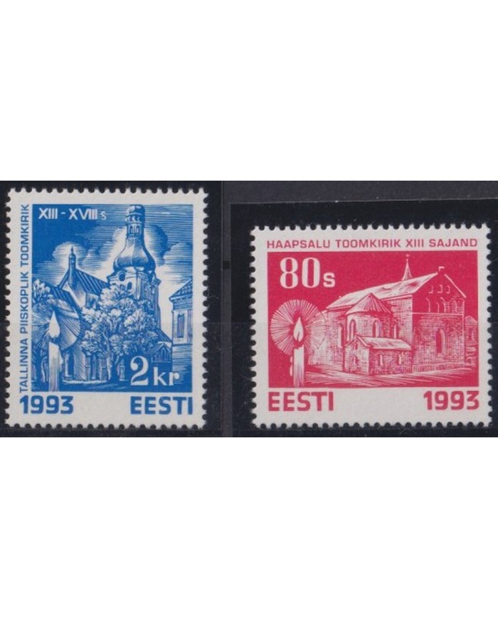 F-EX35853 EESTI ESTONIA MNH 1993 CHRISTMAS NAVIDAD RELIGION CHURCH DRAWING.