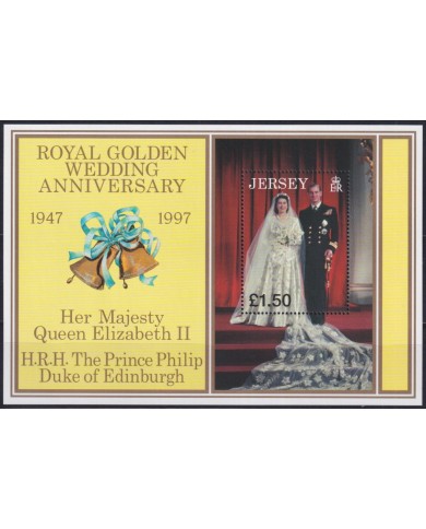 F-EX34987 UK ENGLAND JERSEY MNH 1997 ROYAL GOLDEN WEDDING QUEEN ELIZABETH.