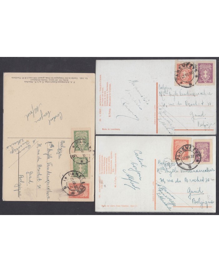 F-EX8681 RUSSIA RUSIA LIETUVA LITHUANIA. OLD POSTCARD TO BELGIUM LOT 1932.