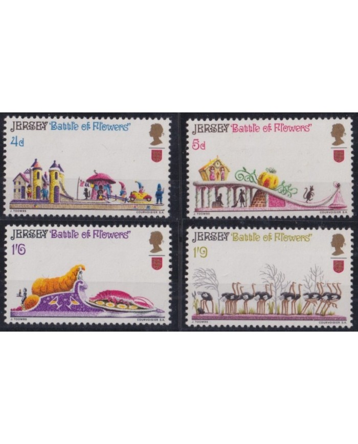 F-EX35044 UK ENGLAND JERSEY MNH 1970 BATTLE OF FLOWER CHILD DRAWING.