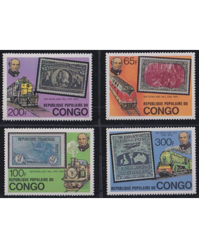F-EX35019 CONGO MNH 1979 ROWLAND HILL GREAT CLASSIC STAMPS RAILROAD RAILWAYS FERROCARRIL.