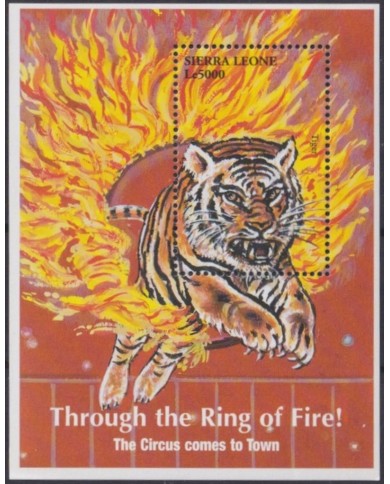 F-EX32963 SIERRA LEONE 2000 MNH CIRCUS THROUGHT THE RING OF FIRE TIGER.