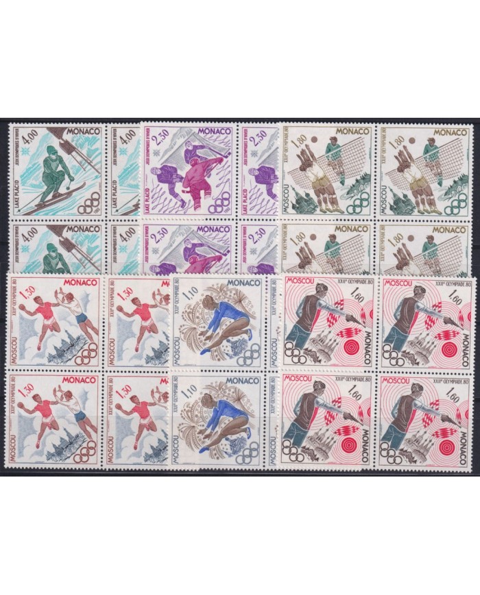 F-EX37037 MONACO MNH 1980 MOSCOW OLYMPIC GAMES ATHLETISM SHUTTING VOLLEYBALL HANDBALL.