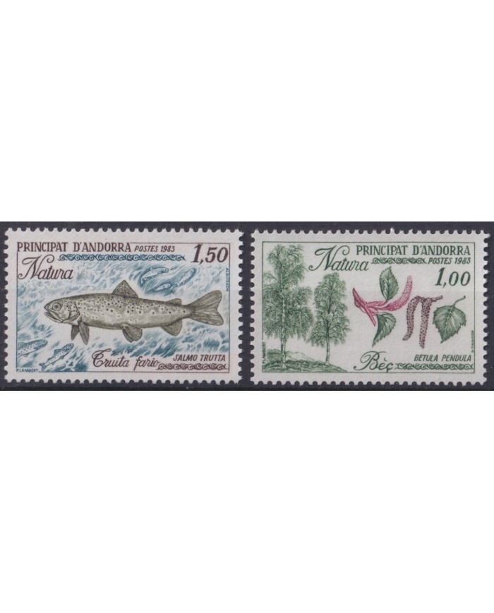 F-EX37408 ANDORRA MNH 1983 WILDLIFE FISH PECES & TREE FOREST.
