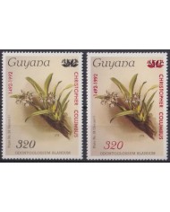 F-EX37749 GUYANA MNH 1986 ORCHILD FLOWER DISCOVERY COLUMBUS OVERPRINT.