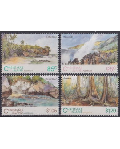 F-EX37845 CHRISTMAS IS MNH 1993 TREE FORESTS BEACH ART PAINTING.