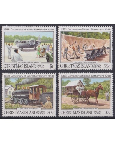 F-EX37859 CHRISTMAS IS MNH 1988 CENTENARY OF SETTLEMENTS ISLAND RAILROAD HORSE.