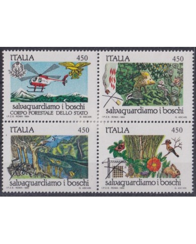 F-EX37972 ITALY ITALIA MNH 1984 FAUNA SALVAMENT OF FOREST TREE WILDLIFE HELICOPTER.