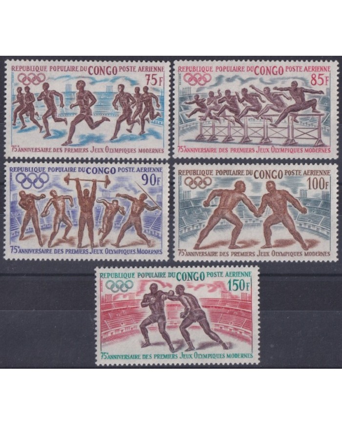 F-EX38097 CONGO MNH 1971 75 ANNIV OLYMPIC GAMES ATHLETISM BOXING.