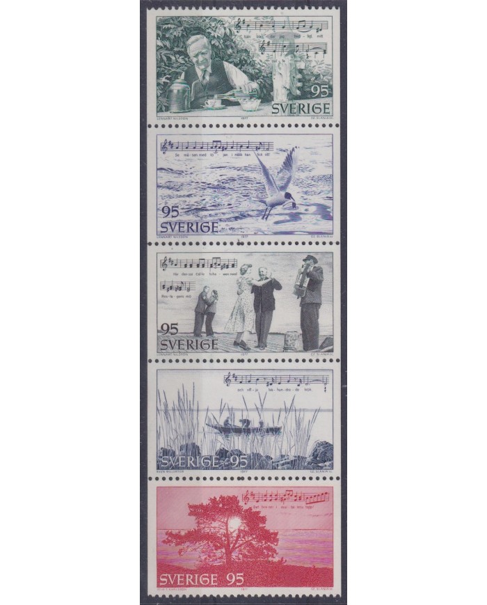 F-EX38132 SWEDEN SVERIGE MNH 1977 MUSIC FISHING DANCE SHIP TREE FOREST.