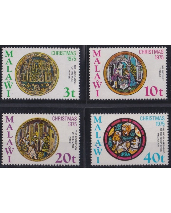 F-EX38252 MALAWI MNH 1975 CHRISTMAS NAVIDAD ART TABLET PAINTING GLASS.