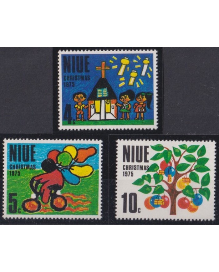 F-EX38253 NIUE MNH 1975 CHRISTMAS NAVIDAD CHILD DRAWING RELIGION.