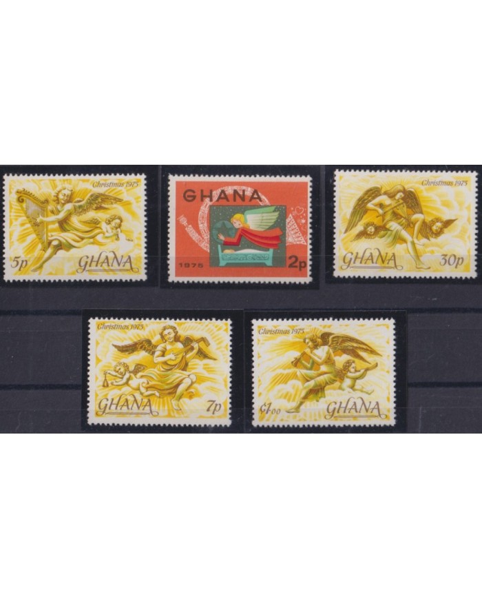 F-EX38264 GHANA MNH 1975 CHRISTMAS NAVIDAD ANGELS DRAWING RELIGION.